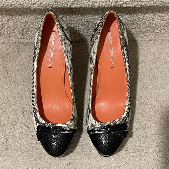 Via Spiga Jennifer Python Snake Skin Black Leather platform pumps - Picture 5 of 7